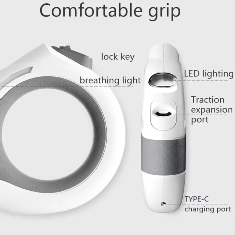 Correa retráctil con luz para perro